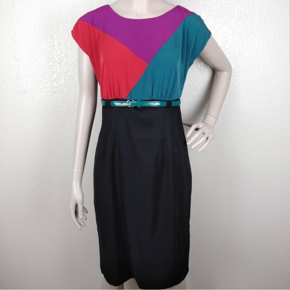 Vintage AB Studio Color Block Totally Rad Dress, Size 4